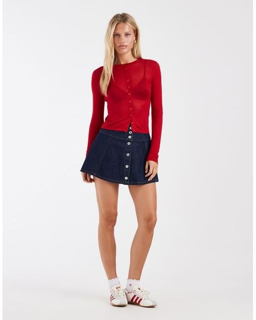 ASOS Red Sheer Second Skin Cardigan
