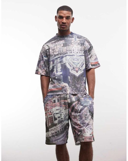 Good For Nothing Multicolor Jersey Shorts With All-over (part Of A Set)-multi for men