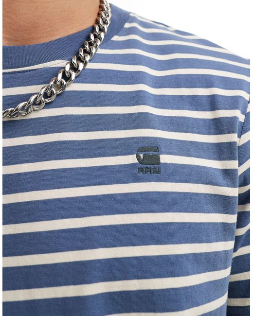 G-Star RAW – schmales t-shirt mit querstreifen in Blue für Herren