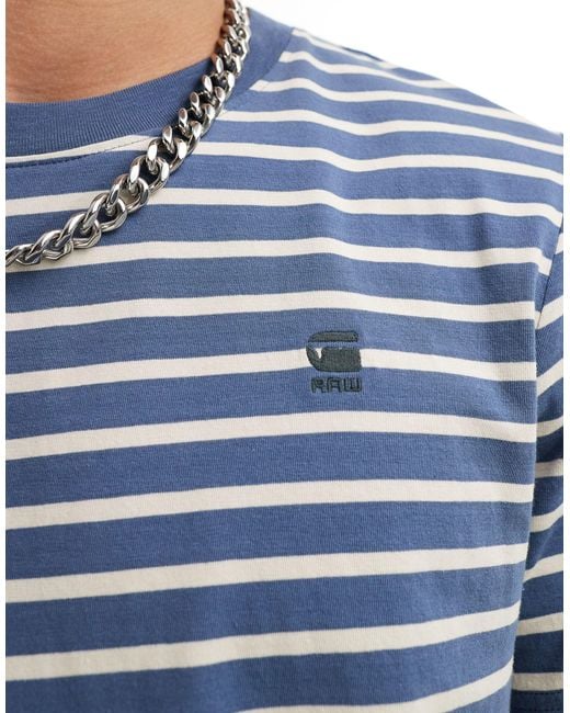 T-shirt slim à rayures horizontales - blanc et bleu G-Star RAW pour homme en coloris Blue