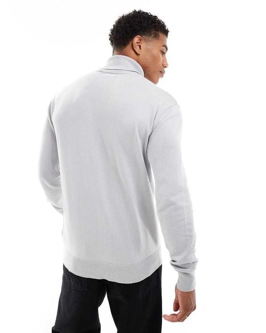 Brave Soul Gray Cotton Roll Neck Jumper for men