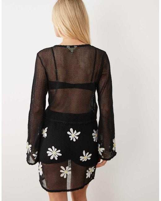 River Island Black Daisy Crochet Motif Cardigan