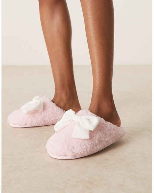 Boux Avenue Natural Large Bow Mule Slippers