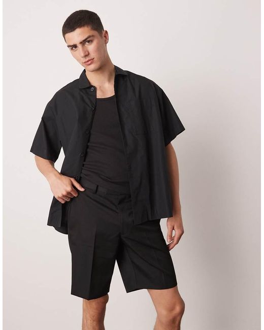 ASOS Nette Short Met Rechte Pijpen in het Black voor heren