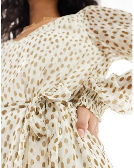 Vila White Tie Waist V Neck Mini Dress With Sheer Sleeves