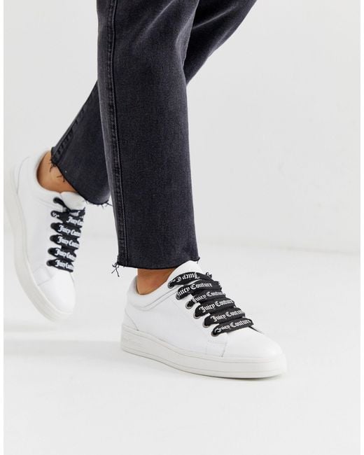Juicy Couture White Leather Lace Up Sneakers