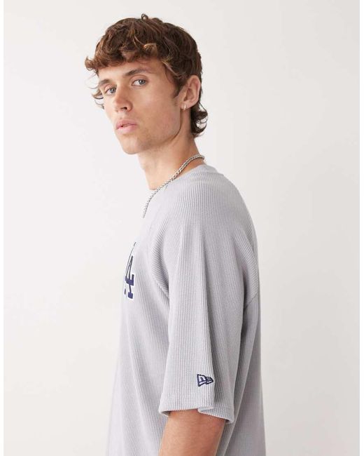 Camiseta Blanca Extragrande De Los La Dodgers De Punto Gofrado De KTZ de hombre de color Gray