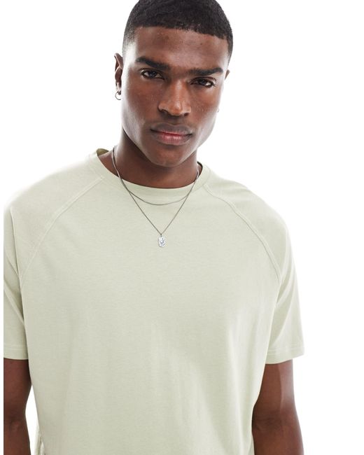 Another Influence White Contrast Stitch T-shirt for men