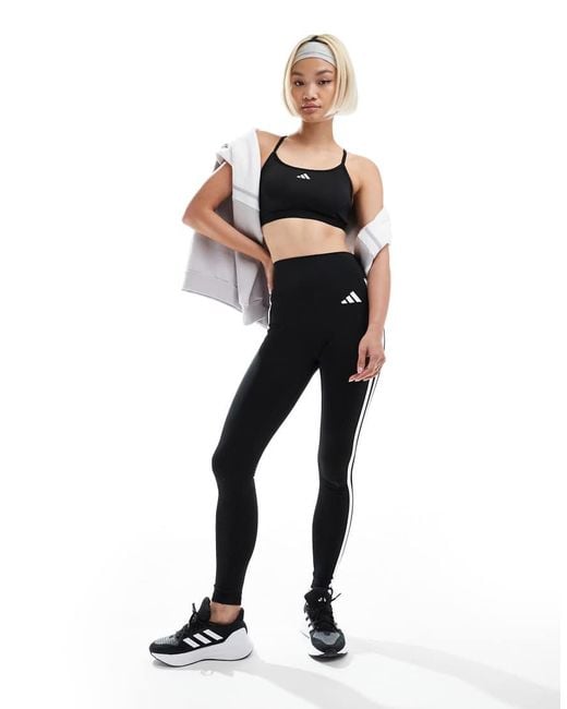 Adidas Originals Black Adidas Training Essentials 3 Stripe Full Length leggings