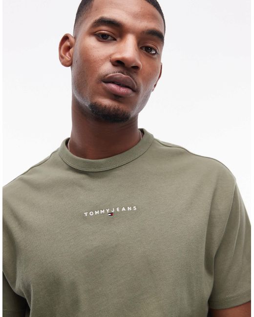 Tommy Hilfiger Green Small Linear Logo T-shirt for men