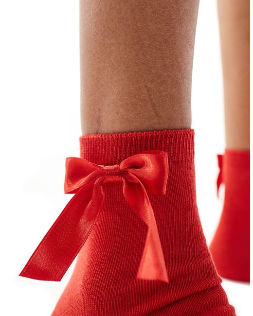 ASOS Red Bow Ankle Socks