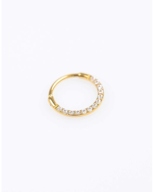 Anneau à charnière 8 mm en titane plaqué or avec zircons cubiques Lovisa en coloris White