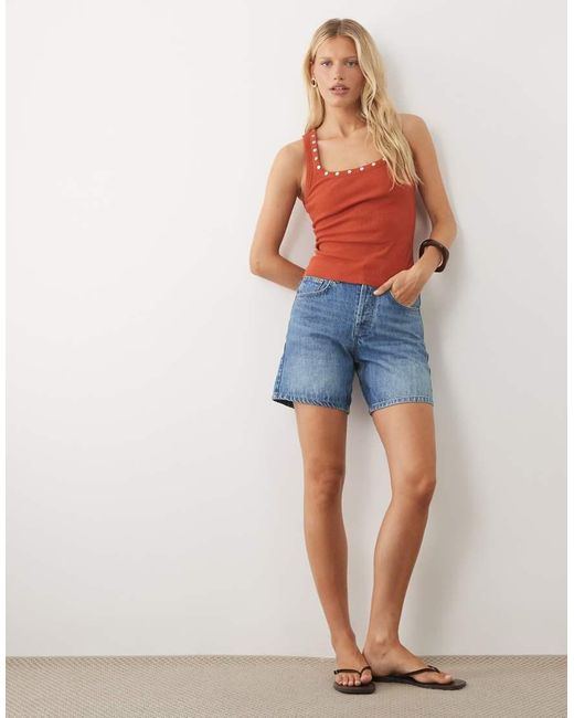 ASOS Orange Washed Stud Trim Racer Vest