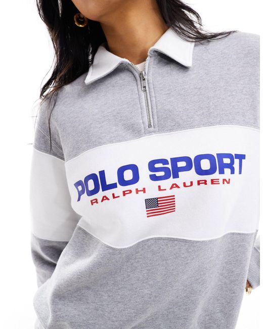 Polo Ralph Lauren Gray Sport Capsule Chest Panel Logo Rugby Shirt