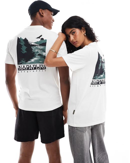 Napapijri White Pali Landscape Back Print T-shirt for men