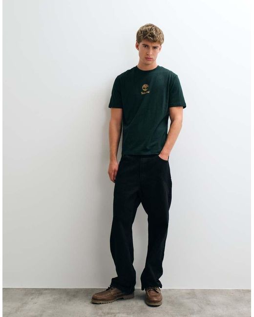Timberland Green Print Stack Logo Short Sleeve Tee for men