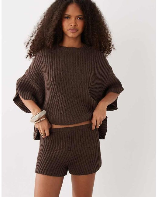 SNDY'S Natural Cotton Rich Knitted Shorts Co-Ord