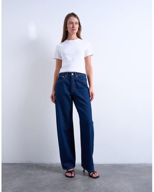TOPSHOP Blue Column Mid Rise Jean