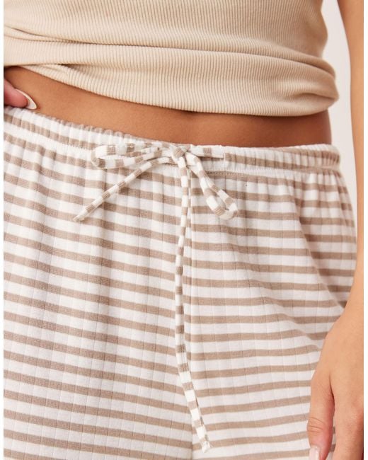 Gina Tricot Natural Supersoft Jersey Wide Leg Trousers With Drawstring Waist