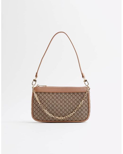 River Island White Monogram Shoulder Bag