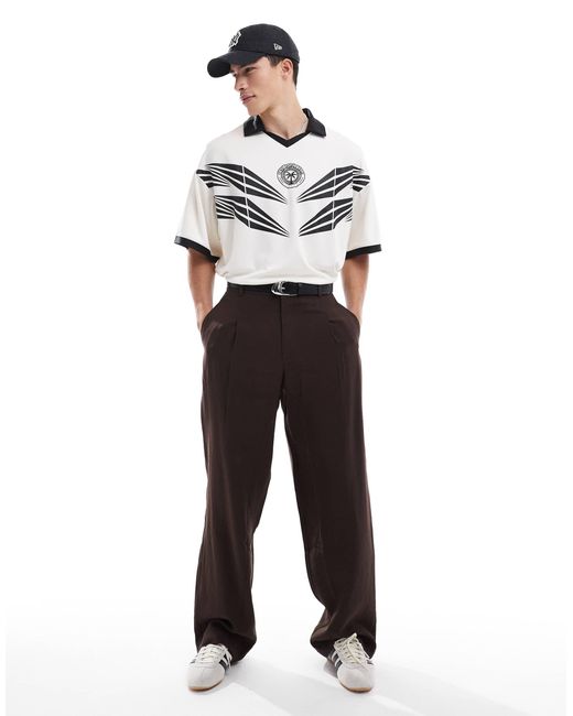 Pull&Bear Gray Stwd Graphic Football Polo for men