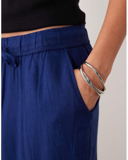 New Look Blue Linen Mix Wide Leg Trousers