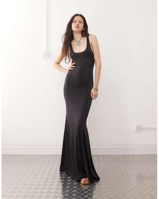 Weekday Natural Maxi Dress With Mermaid Hem