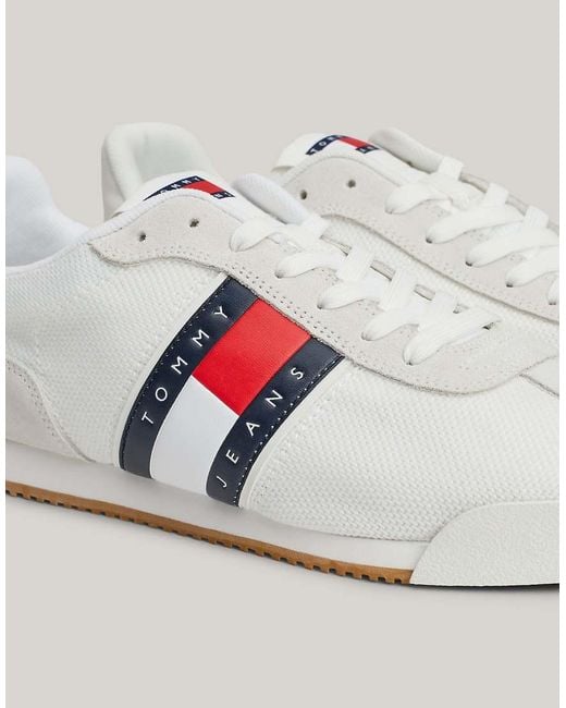 Tommy Hilfiger White Mixed Texture Runner Trainers