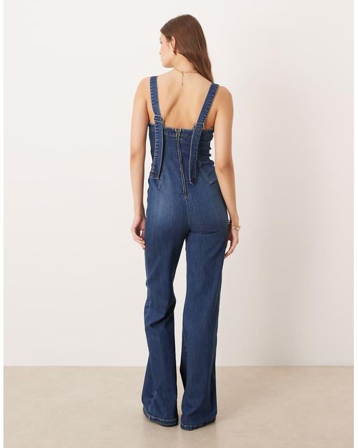 Free People Blue Suns Out Bootcut Jumpsuit