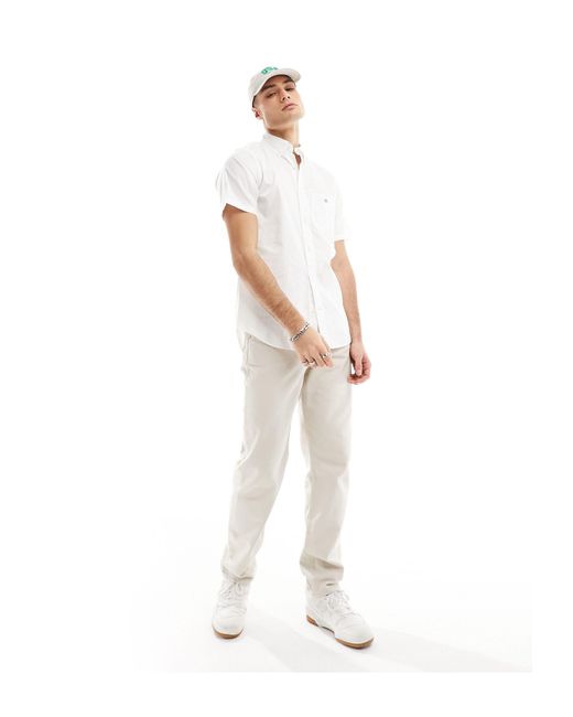 Gant White Shield Logo Short Sleeve Cotton Linen Shirt for men