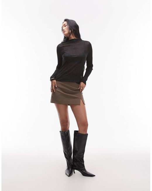 & Other Stories Brown A-line Panelled Mini Skirt With Split