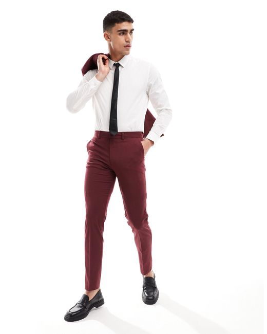 ASOS Red Slim Suit Pants for men