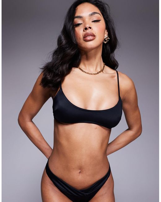 ASOS Black Maya Skinny Crop Bikini Top