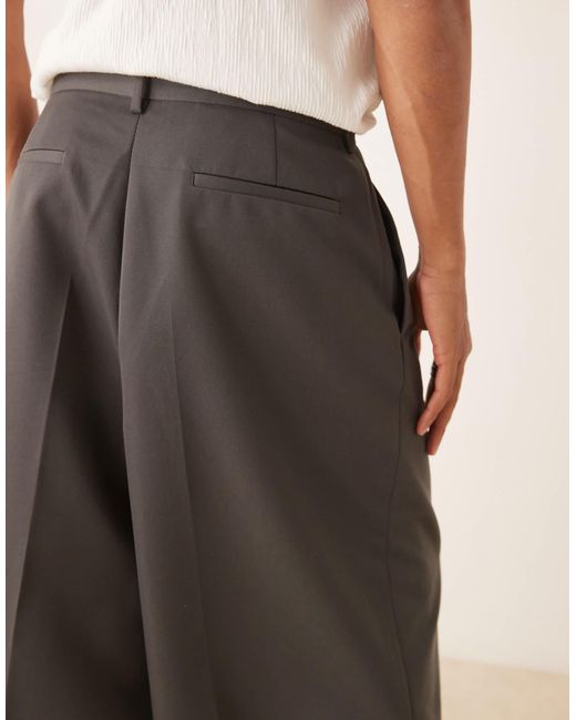 ASOS Natural Smart Oversized Bermuda Shorts With Front Pleat for men