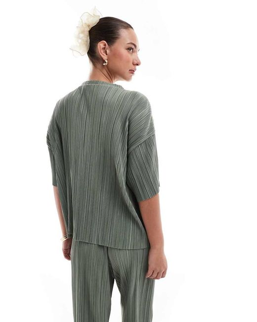 Top Verde Plisado De Corte Cuadrado De (Parte De Un Conjunto) ONLY de color Gray