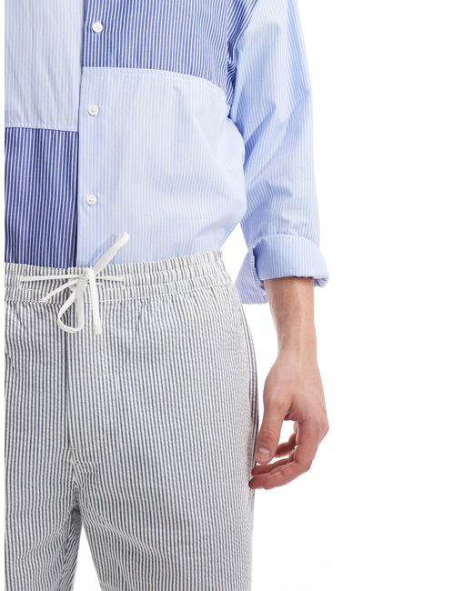 Threadbare Blue Seersucker Stripe Shorts for men