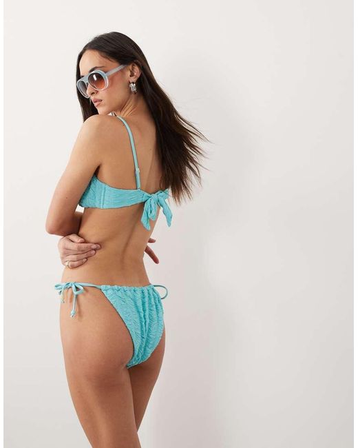 Miss Selfridge Multicolor Textured Faux Peal Tie Side Bikini Bottoms