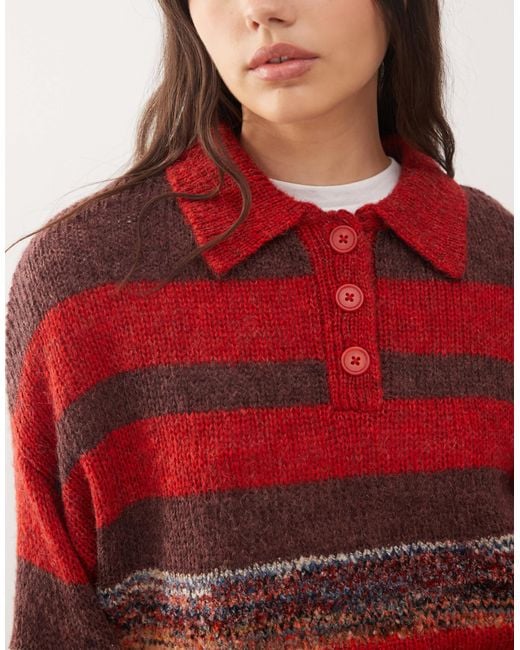 Reclaimed (vintage) Red – gestreifter unisex-strickpullover