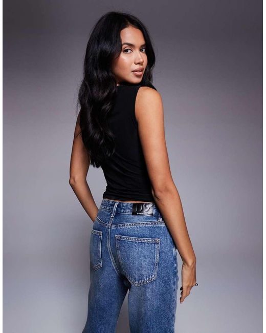 ASOS Blue Slinky Cowl Drape Top