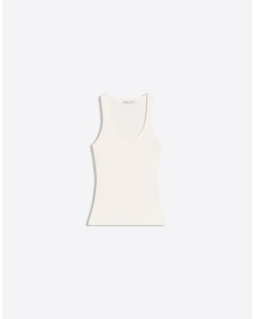 Bershka Blue Basic Rib Vest Top