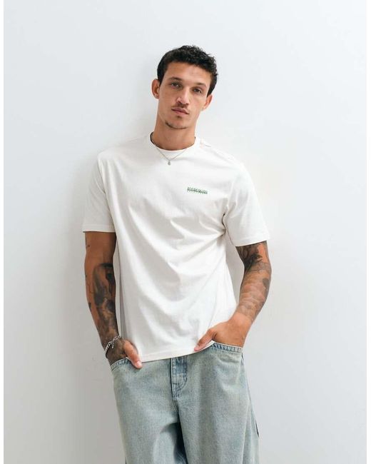 Napapijri Gray Yose Backprint T-shirt for men