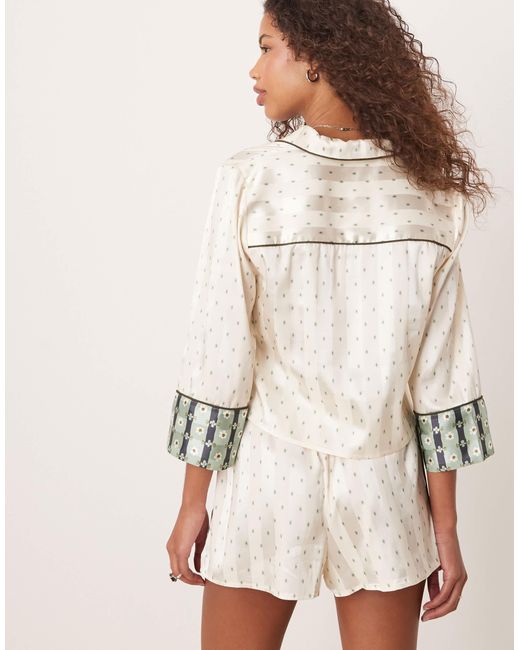 Free People Natural Pillow Talk Printed Satin Pyjama Set
