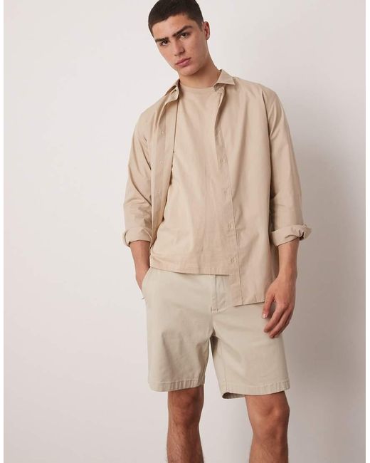 Pantaloncini Chino Skinny Color Pietra Lunghezza Media di ASOS in Natural da Uomo
