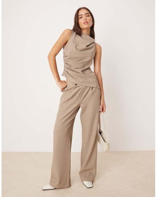 Pretty Lavish Natural Ruched Top
