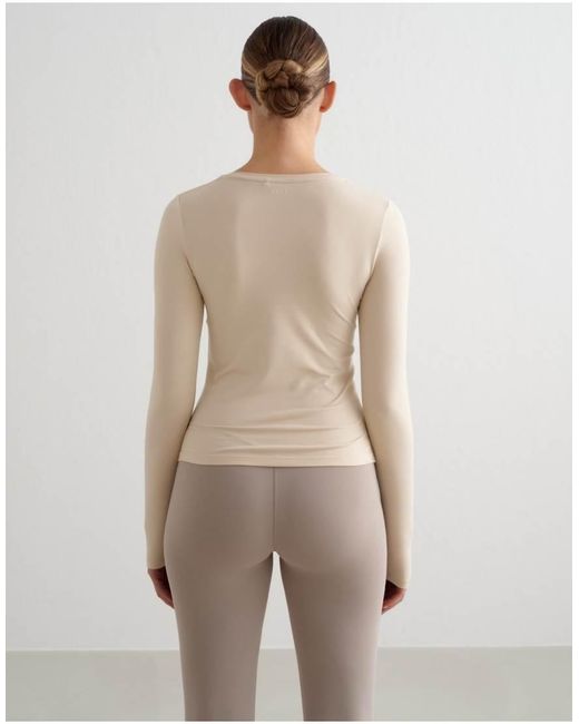 Aim'n Natural Café Au Lait Soft Basic V-Neck Long Sleeve