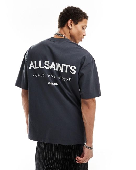 AllSaints Blue Underground Oversized T-shirt for men