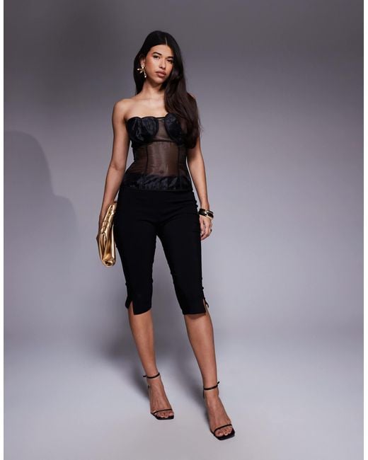 ASOS Black Organza Bandeau Top With Heart Detail