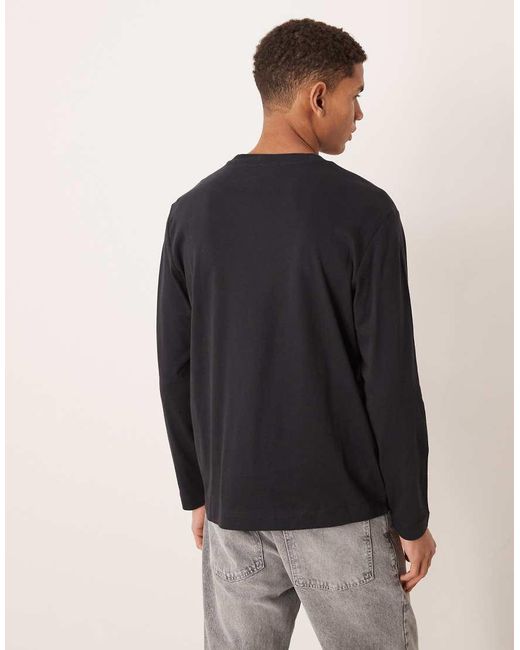 Mango Blue 100% Cotton Long Sleeve Crew Neck T-Shirt for men