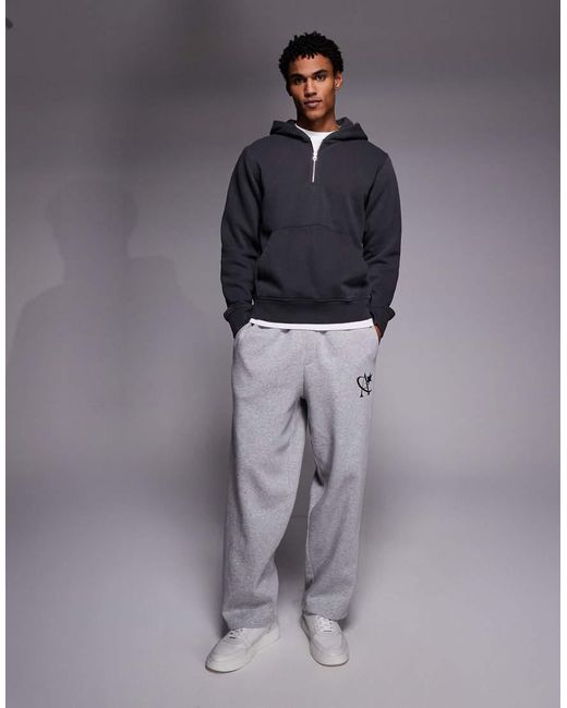 ADPT Blue Oversized Quarter Zip Hoodie for men
