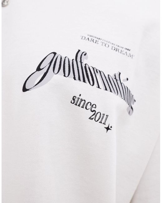 Camiseta blanca extragrande con logo estampado en la espalda Good For Nothing de hombre de color White